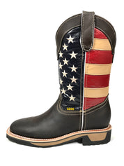 U.S.A Flag Work Boots Chocolate