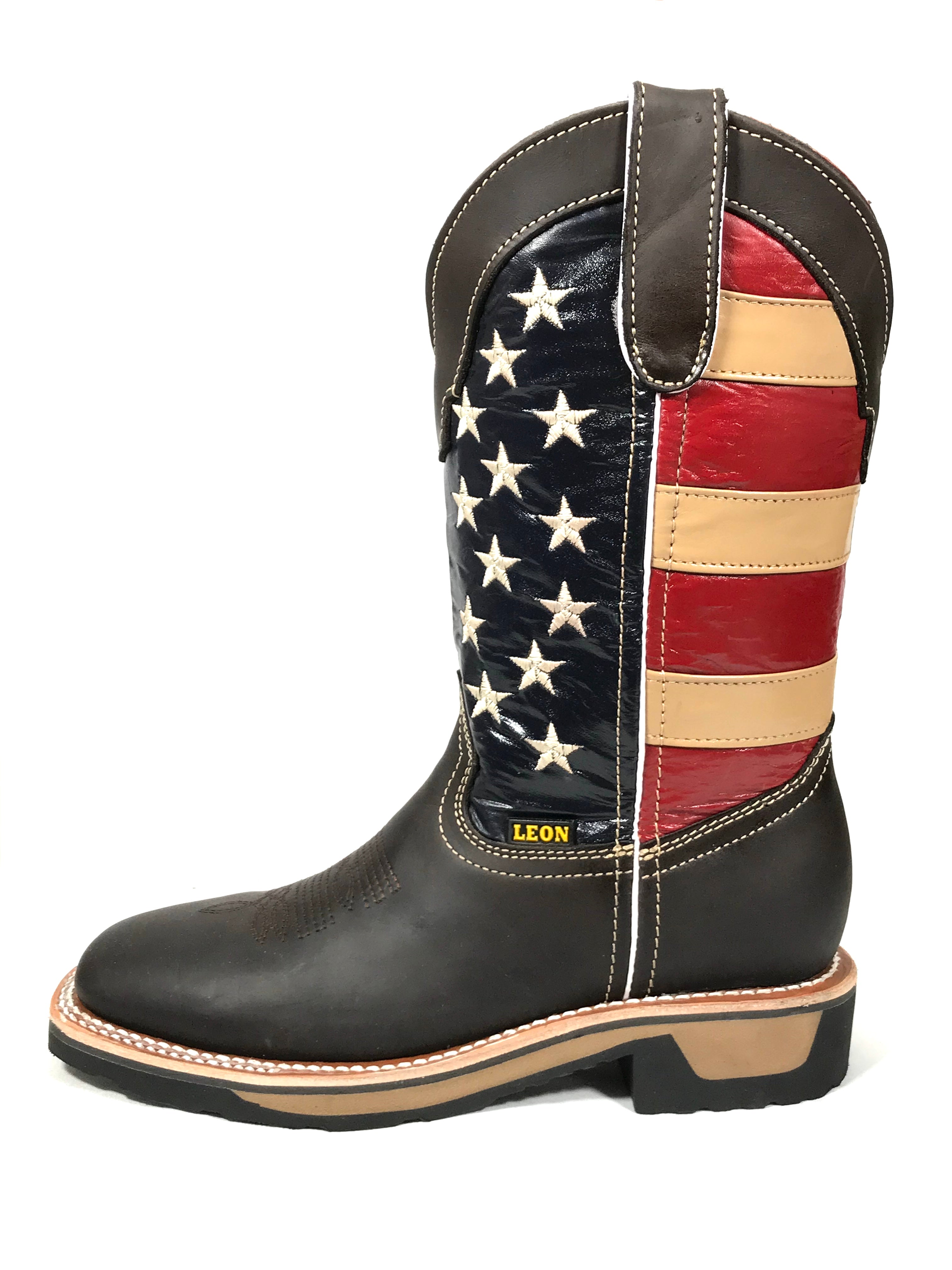 U.S.A Flag Work Boots Chocolate