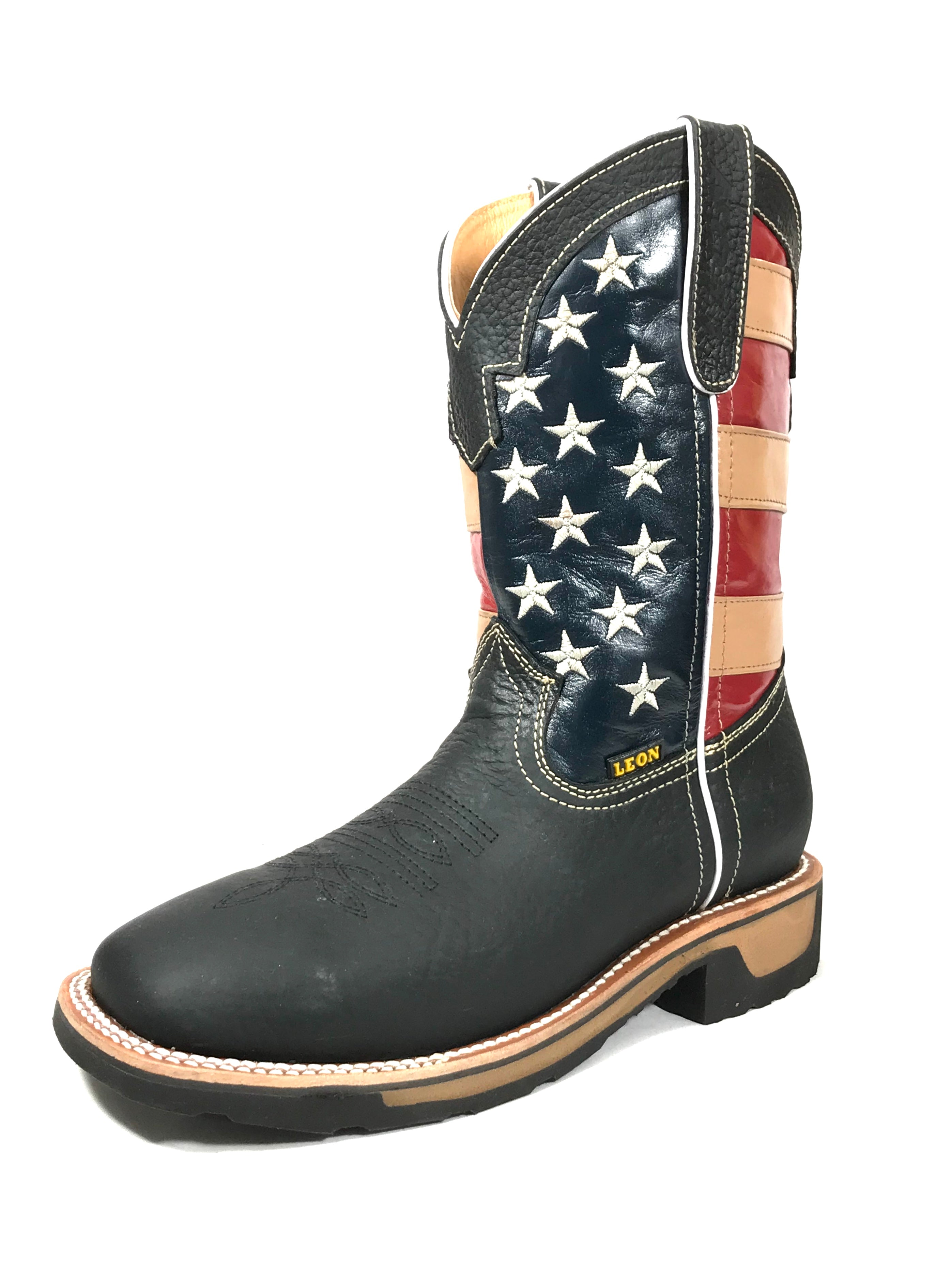 U.S.A Flag Work Boots Black