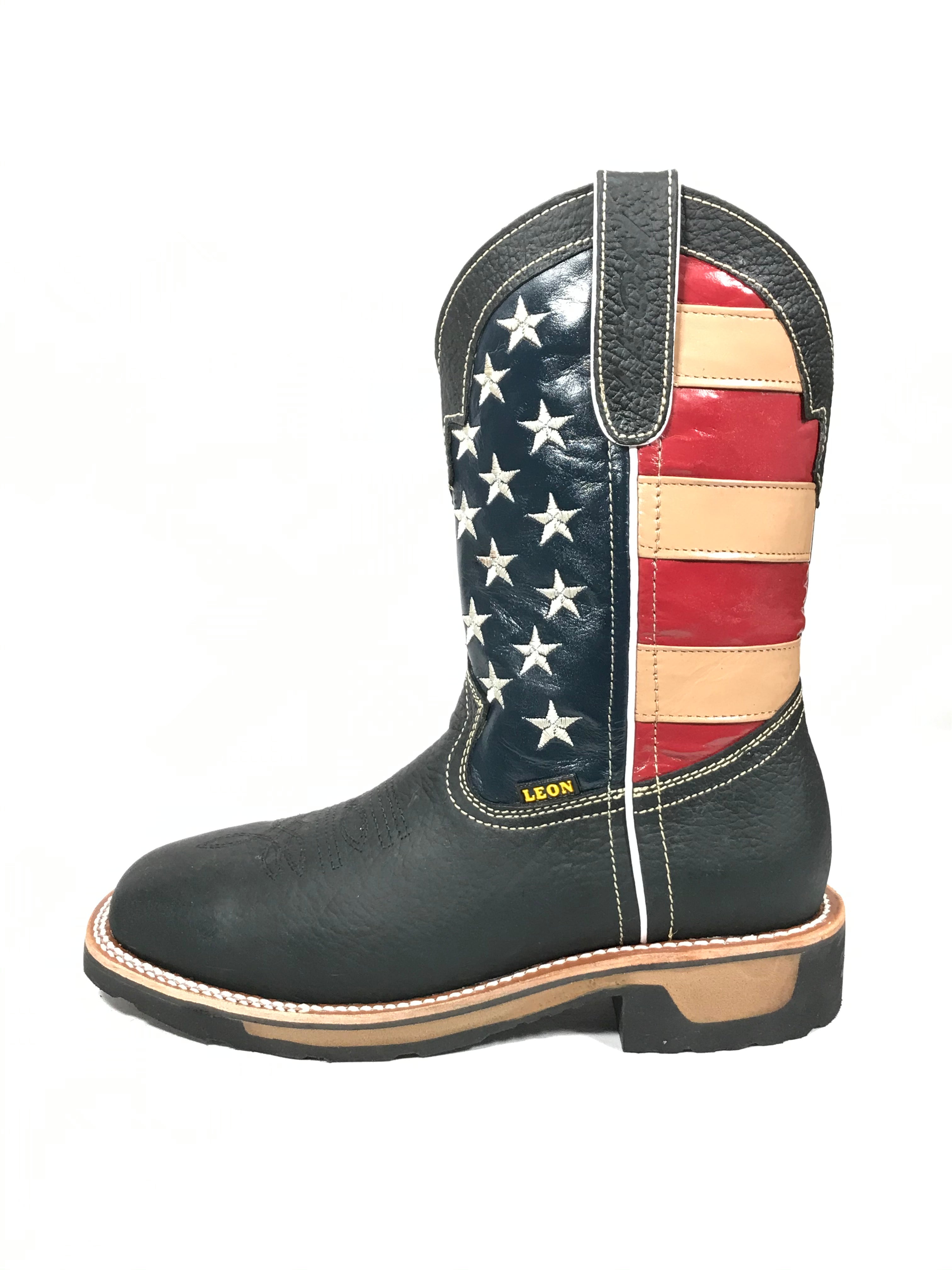 U.S.A Flag Work Boots Black