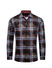 Men's Fashion Shirts Long Sleeve Black/Red/White Line Shapes
