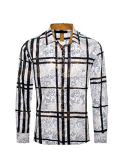Men's Fashion Shirts Long Sleeve White/Black