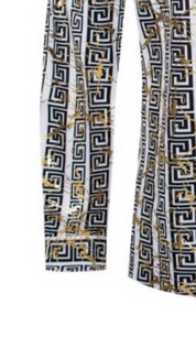 Men's Fashion Shirts Long Sleeve White/Black Gold Texture