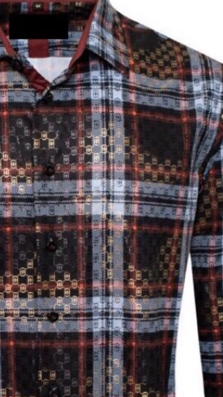 Men's Fashion Shirts Long Sleeve Black/Red/White Line Shapes