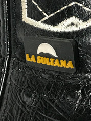 La Sultana Boots Collection Black Ostrich Print Men's Boots