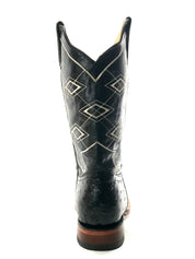 La Sultana Boots Collection Black Ostrich Print Men's Boots