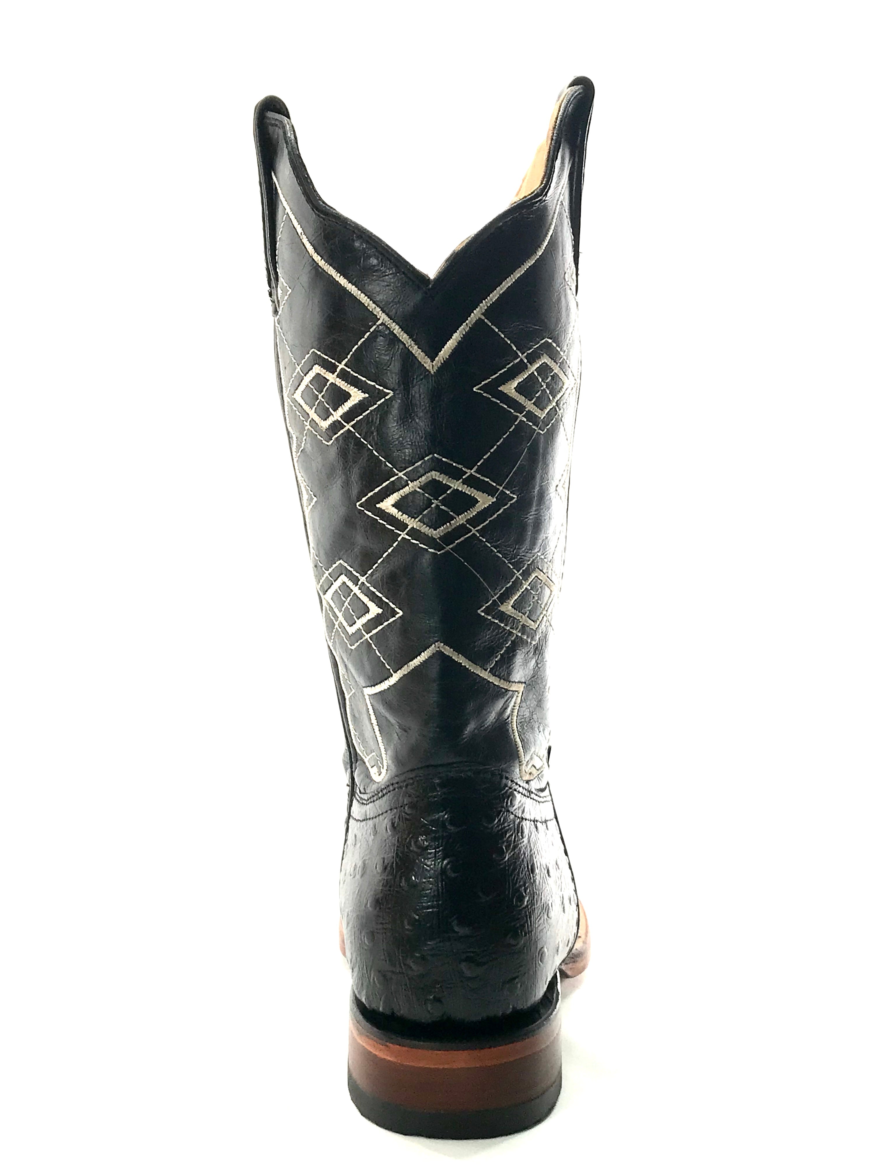 La Sultana Boots Collection Black Ostrich Print Men's Boots