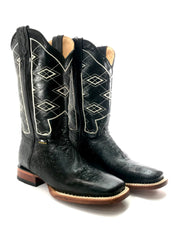 La Sultana Boots Collection Black Ostrich Print Men's Boots