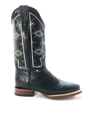 La Sultana Boots Collection Black Ostrich Print Men's Boots