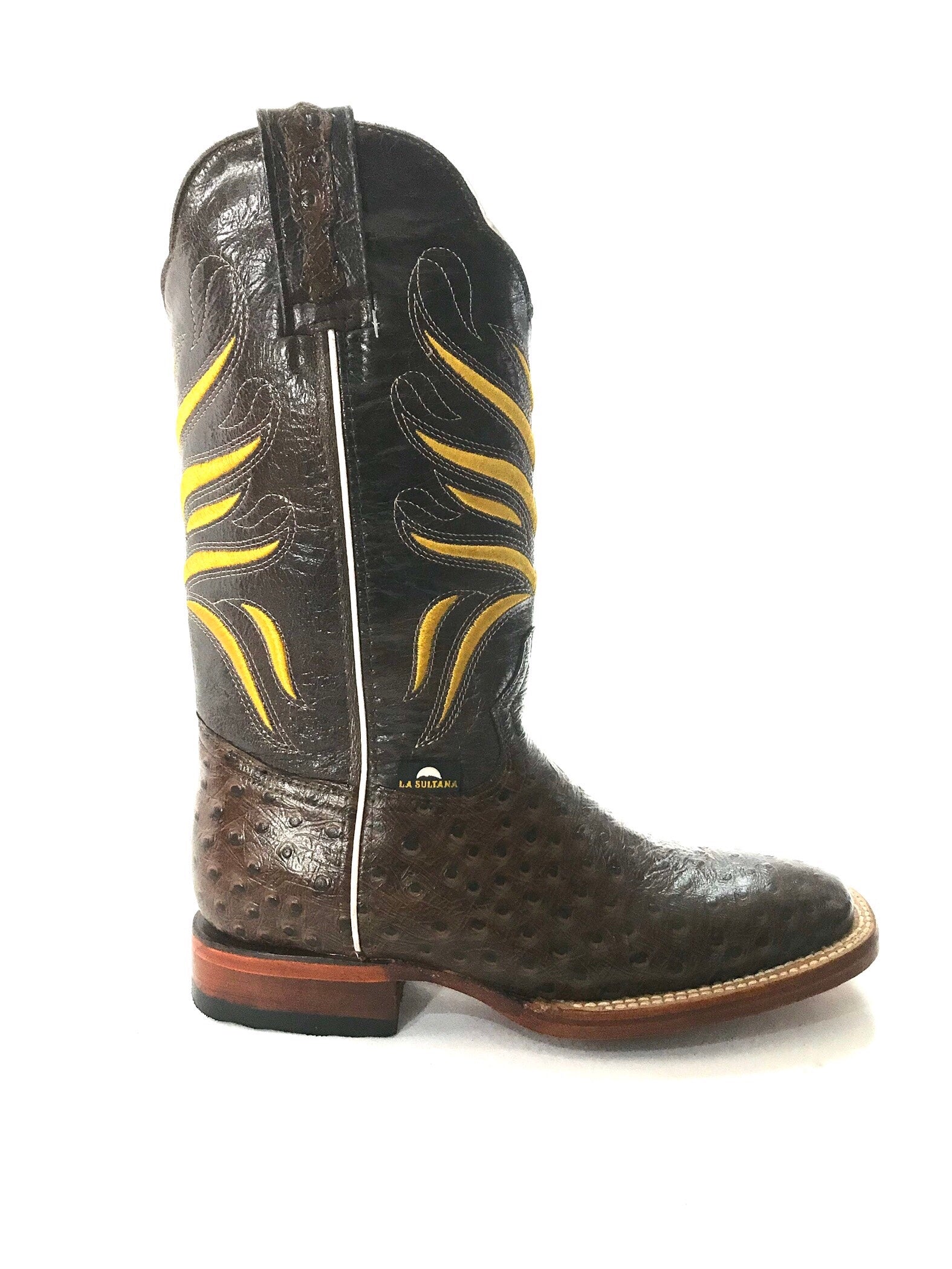 La Sultana Boots Collection Brown Ostrich Print Men's Boots