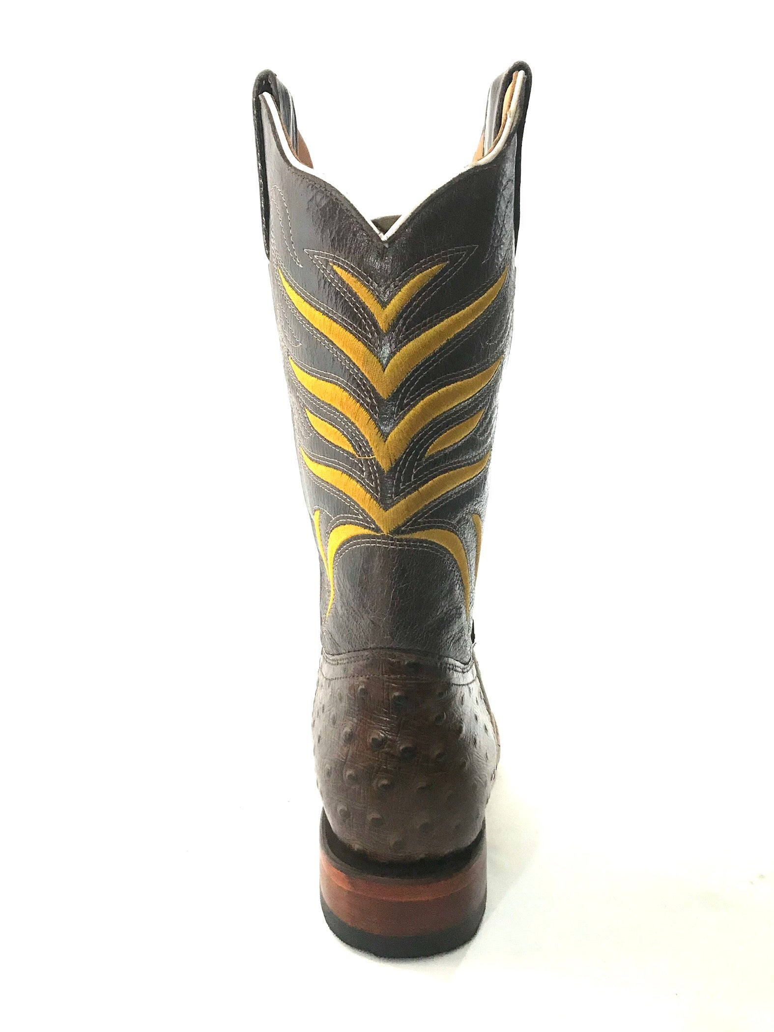 La Sultana Boots Collection Brown Ostrich Print Men's Boots