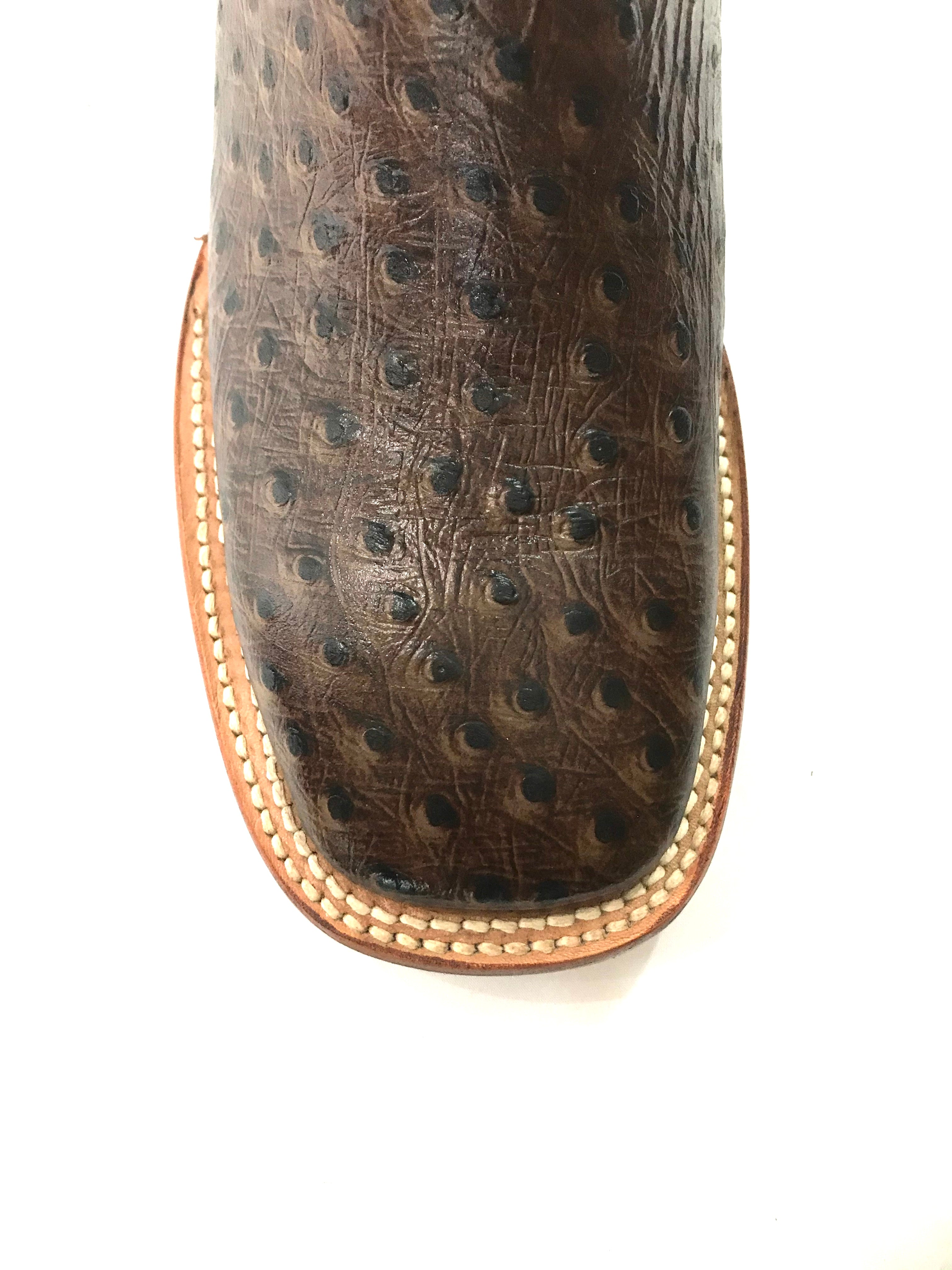La Sultana Boots Collection Brown Ostrich Print Men's Boots