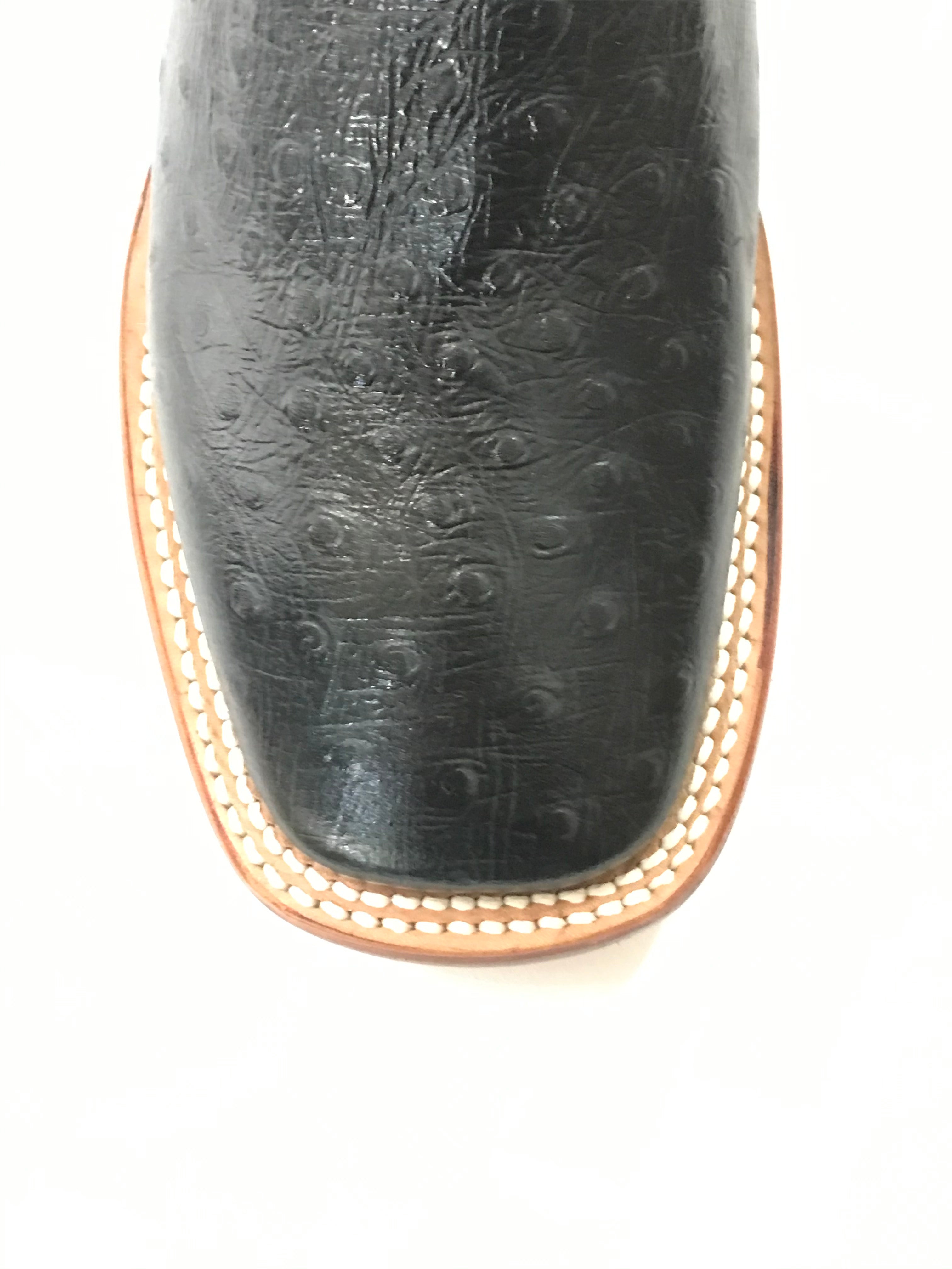 La Sultana Boots Collection Black Ostrich Print Men's Boots
