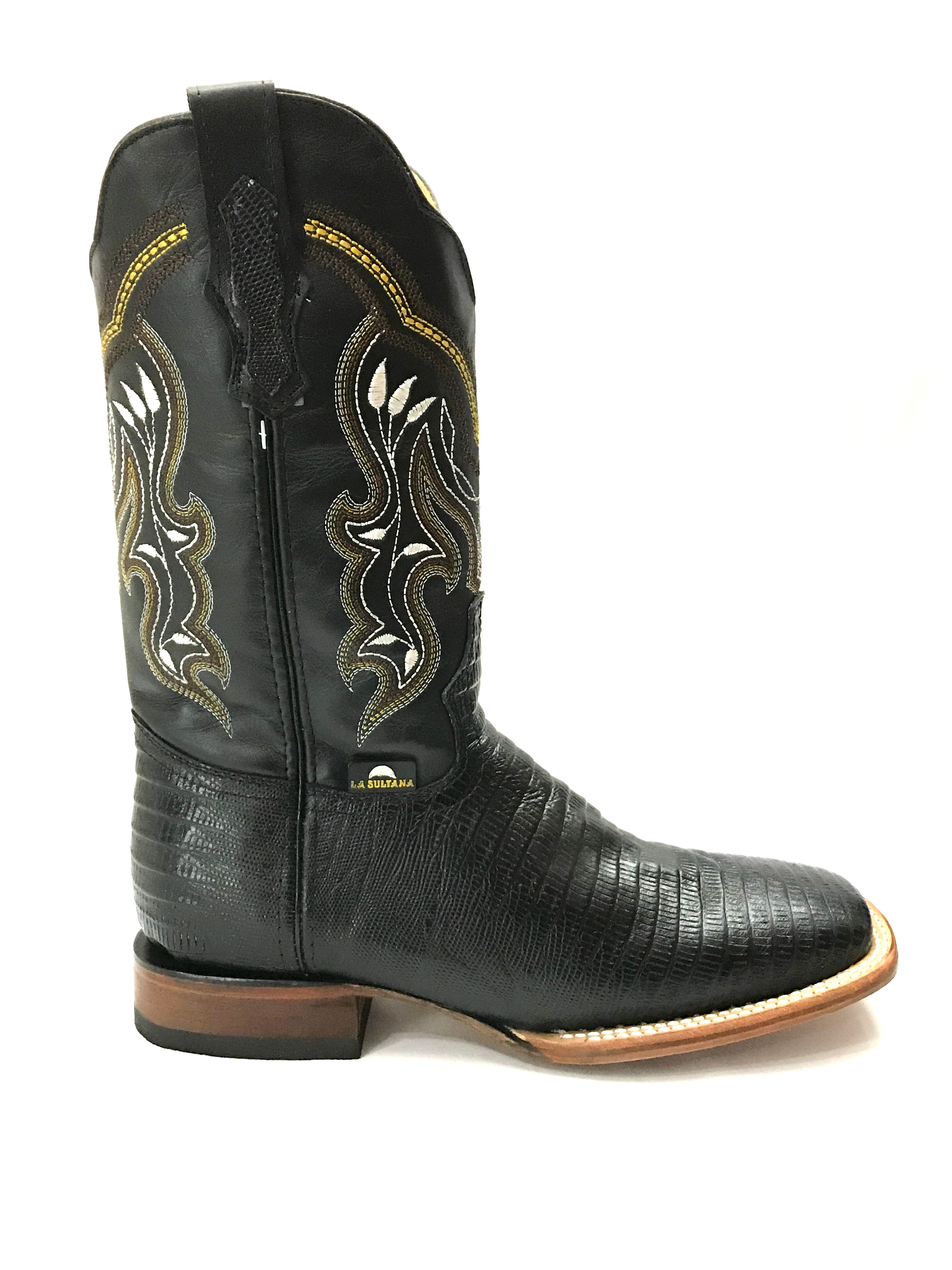 La Sultana Boots Collection Print Black Lizard Men's Boots