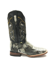 La Sultana Boots Collection Print White Python Men's Boots
