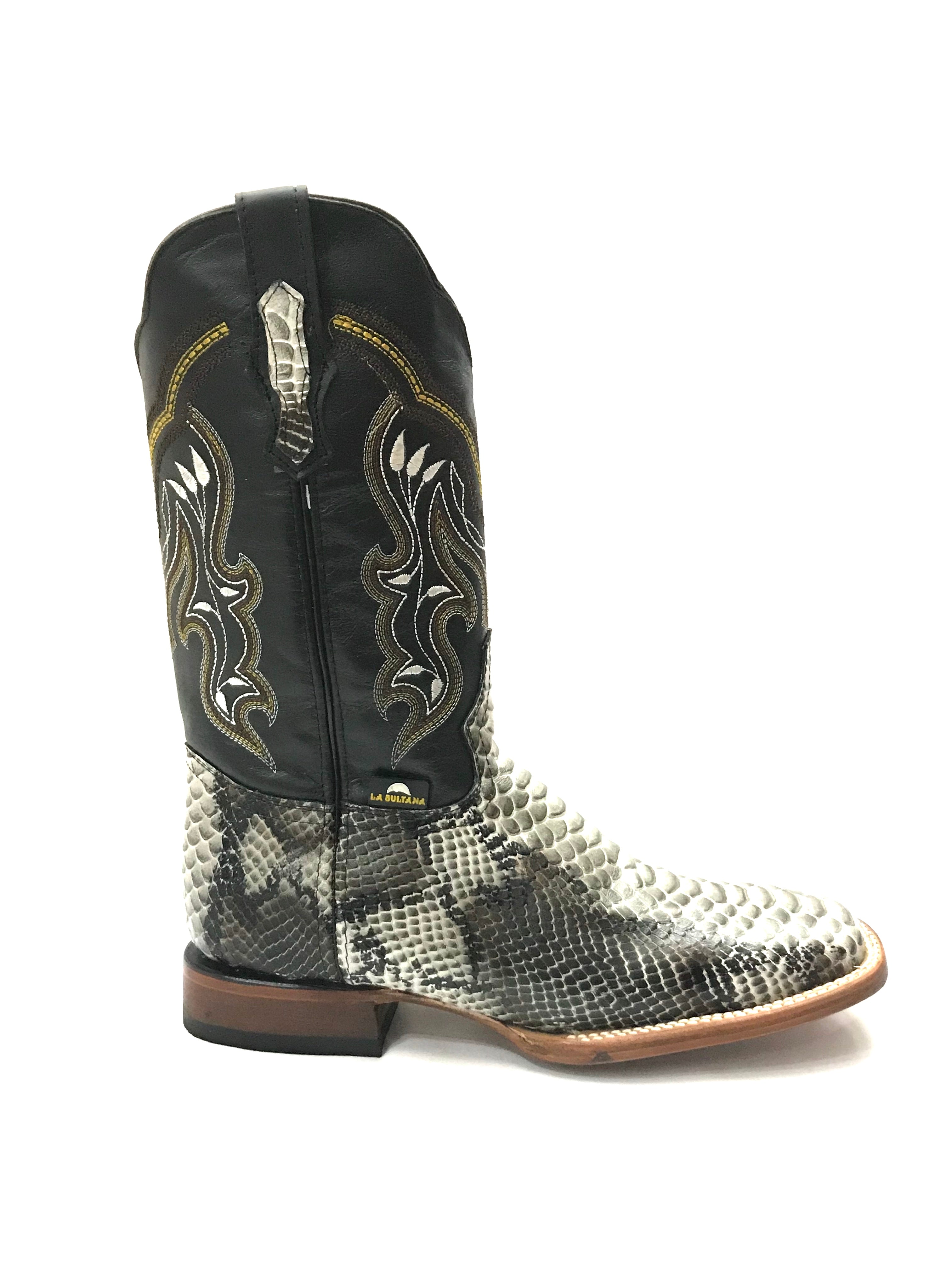 La Sultana Boots Collection Print White Python Men's Boots