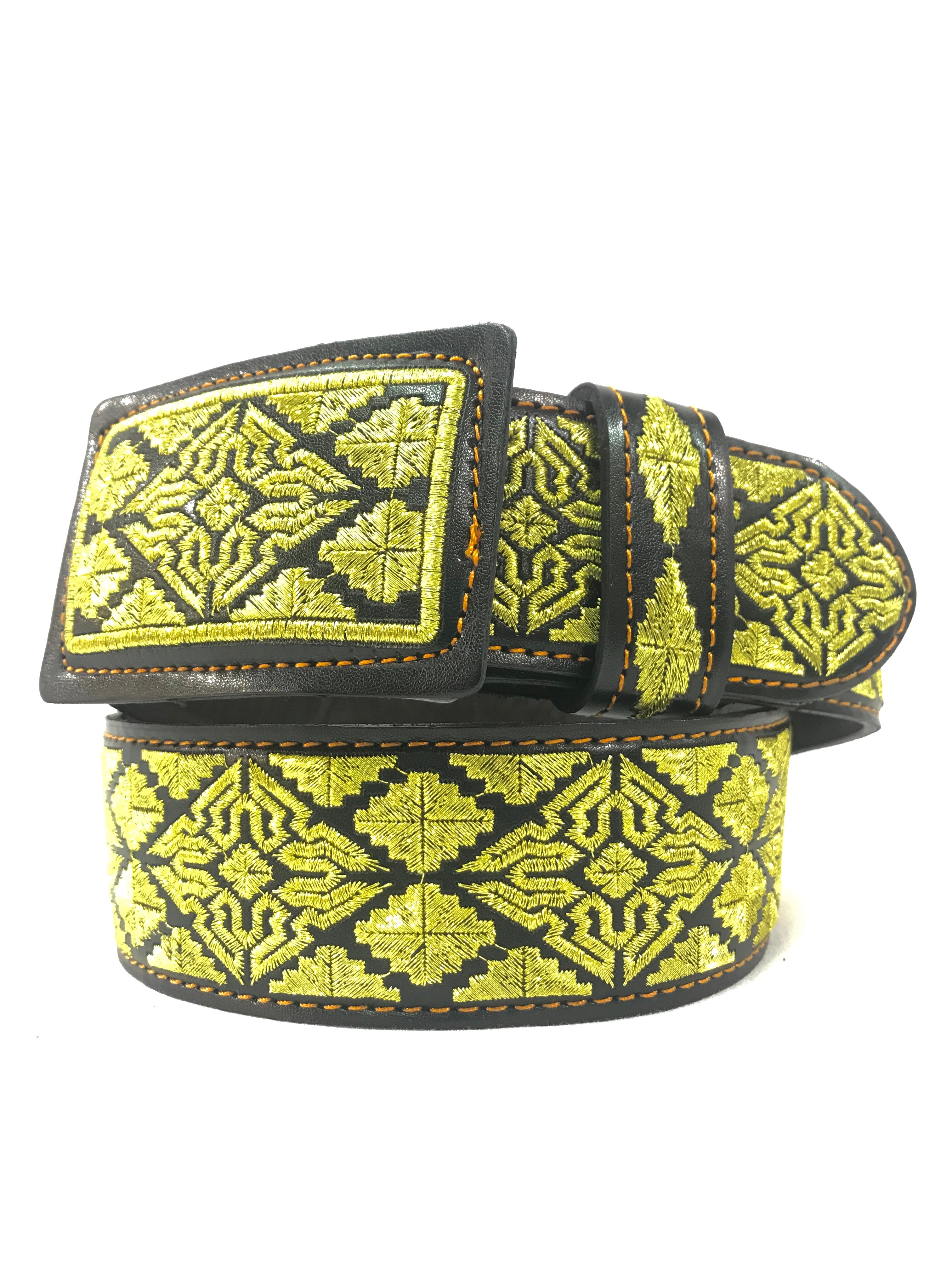 Men's Western Gold Embroidered X Belt Imitation