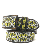 Men's Western Silver/Gold Embroidered +Belt Imitation