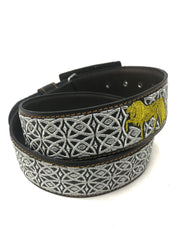 Men's Western Silver/Gold Embroidered S Belt Imitation