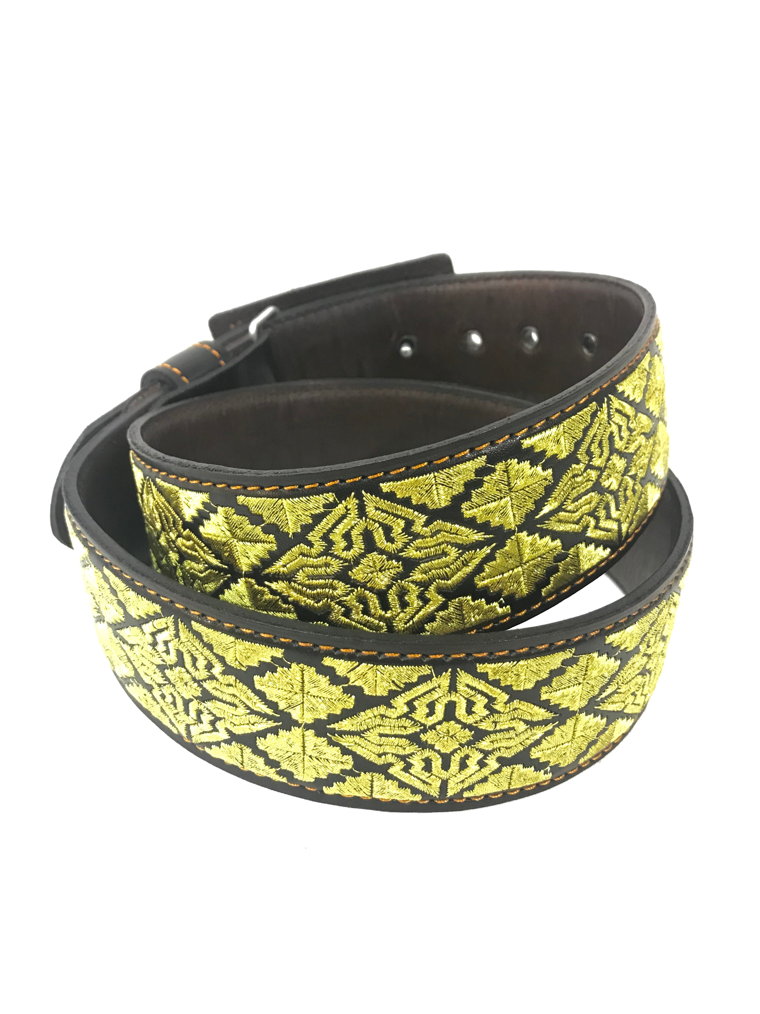 Men's Western Gold Embroidered X Belt Imitation