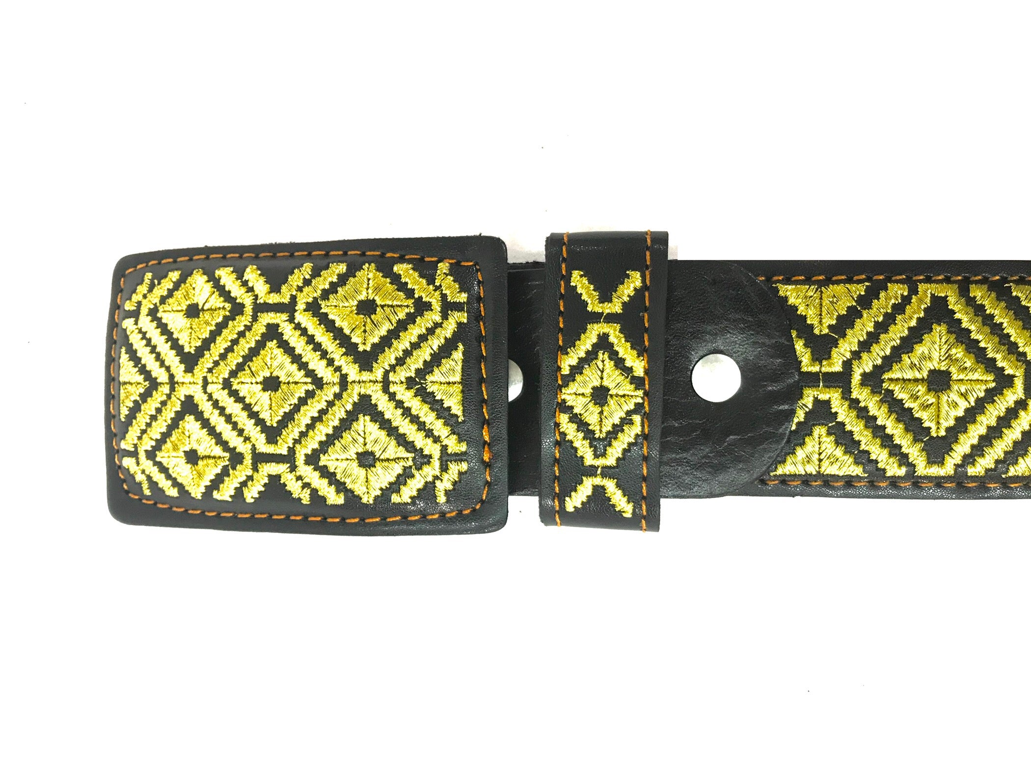 Men's Western Gold Embroidered I Belt Imitation