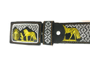 Men's Western Silver/Gold Embroidered T Belt Imitation