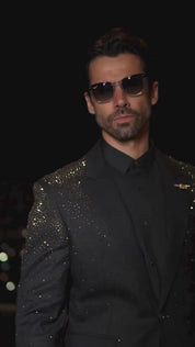 Splendor Cast Rhinestone Blazer Black / Gold